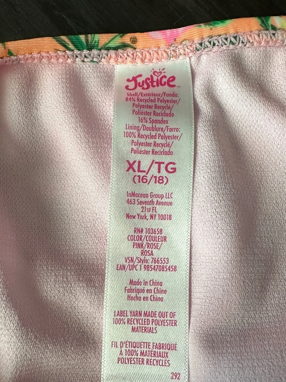 Justice Pink Girls two Piece Swimsuit with extra tops